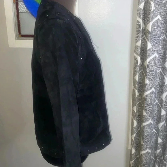 Vintage Laura Ashley black suede studded tailored jacket - Picture 4 of 8